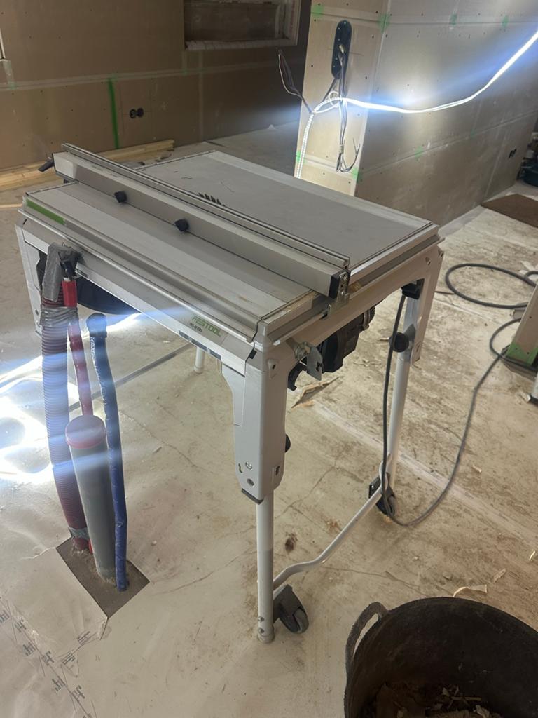 Festool TKS 80 EBS Tafelzaag Complete Set met Roltafel, Ophalen, Gebruikt, Cirkelzaag, 70 mm of meer