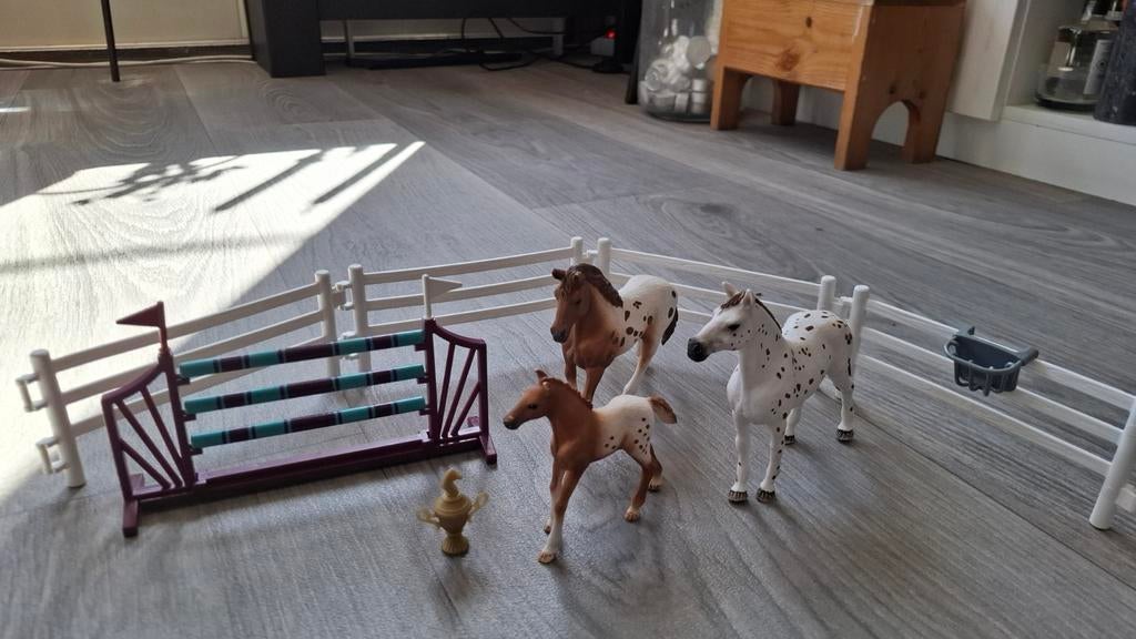 Schleich paarden met hindernis en hekjes, Ophalen