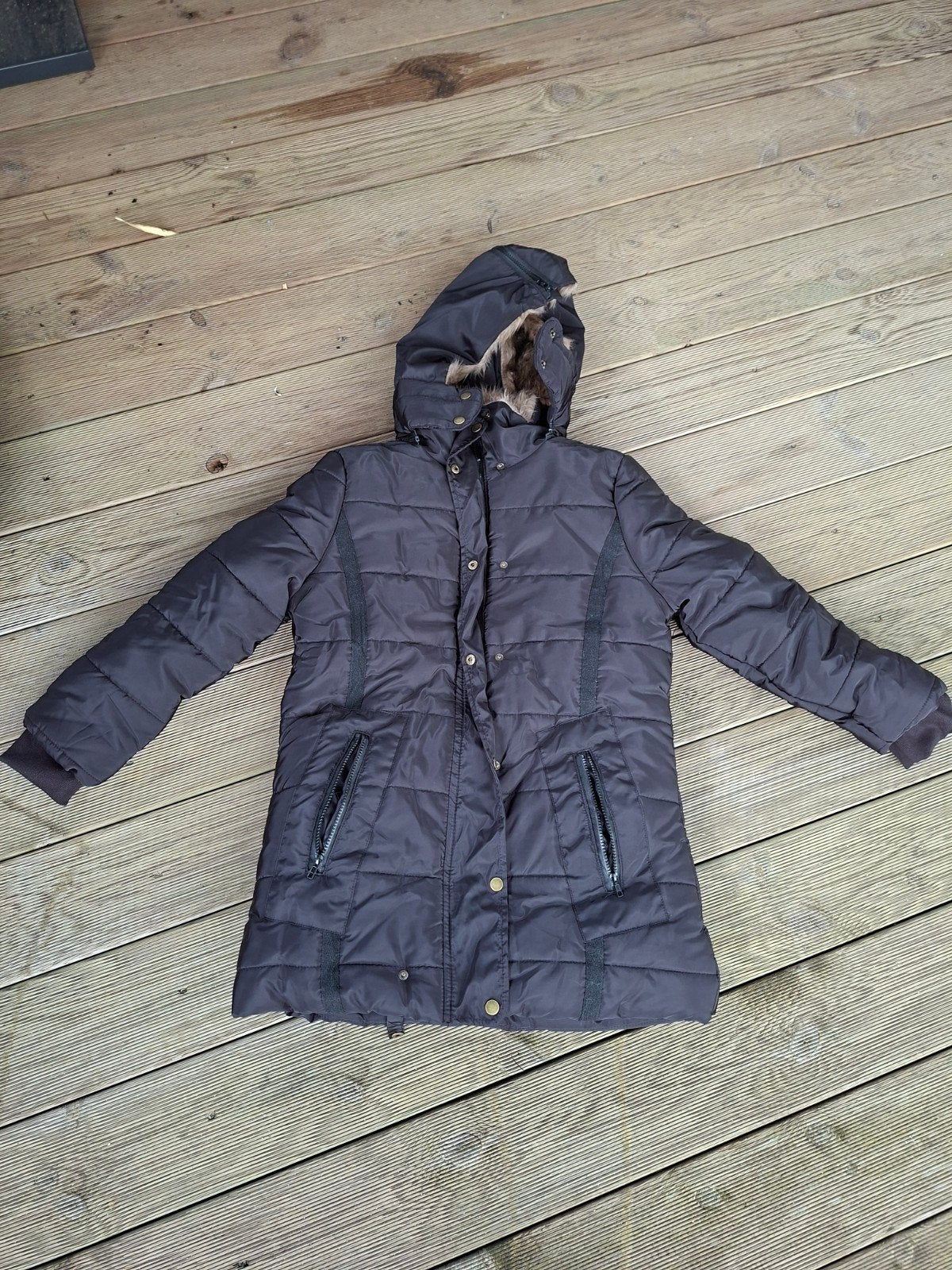 Donkerblauwe winterjas met teddy (bont look) voering, Blauw, Nieuw, Onbekend, Ophalen