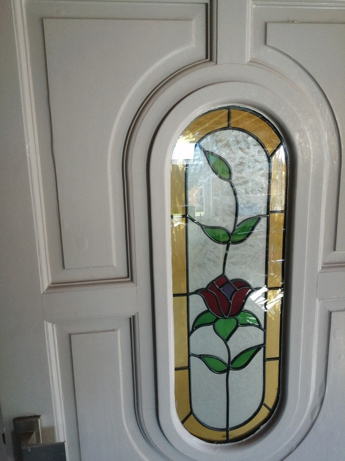 Merbau voordeur met glas in lood
Bloem motief
Maten 201 x 92, Ophalen, Gebruikt, 200 tot 215 cm, Glas