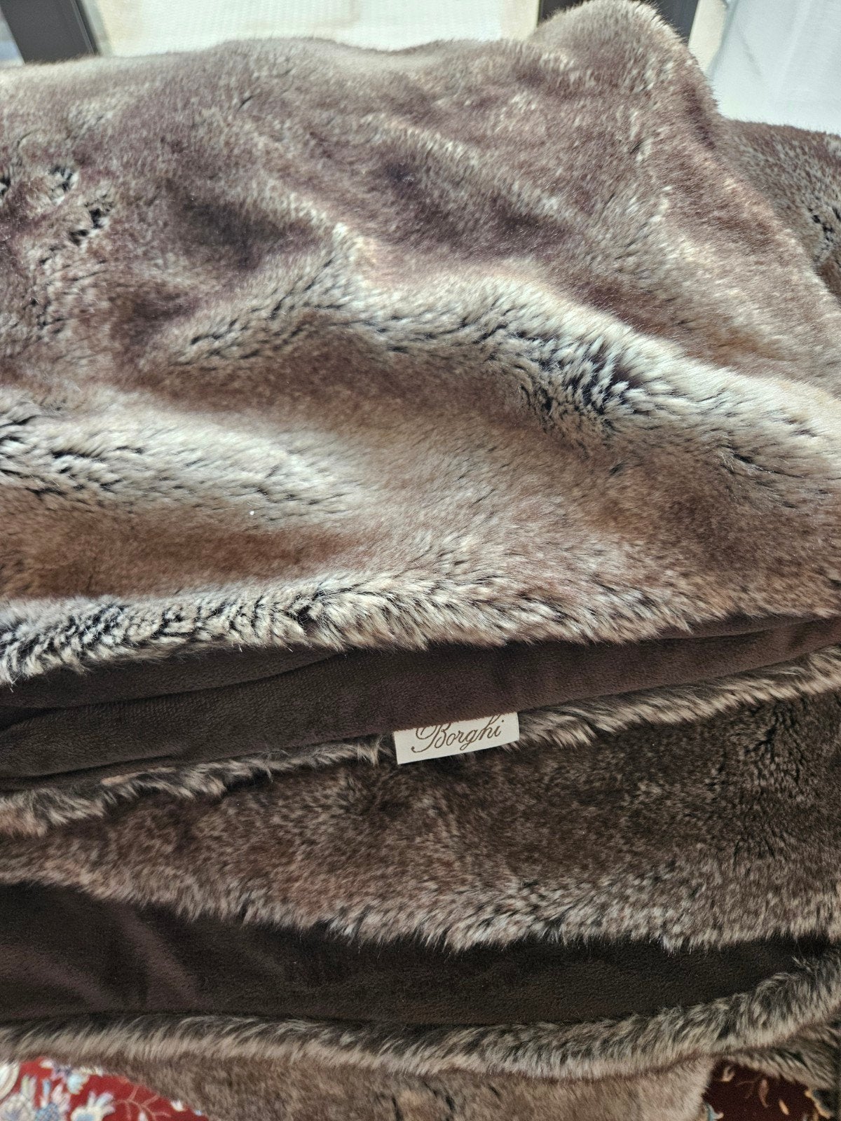 Luxe Faux Fur Plaid XXL Europese Wolf - 220x240cm, Ophalen, Bruin, Lits-jumeaux, Zo goed als nieuw