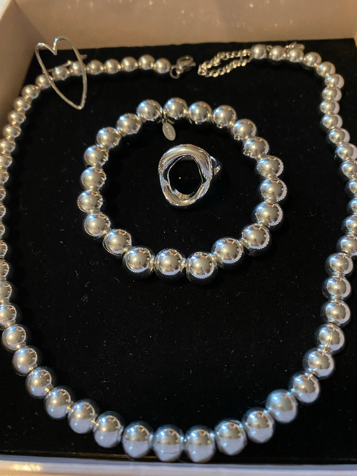 RVS Sieraden Set: Ketting, Armband, Ringen & Oorbellen, Ophalen of Verzenden, Nieuw, Zilver, Overige materialen