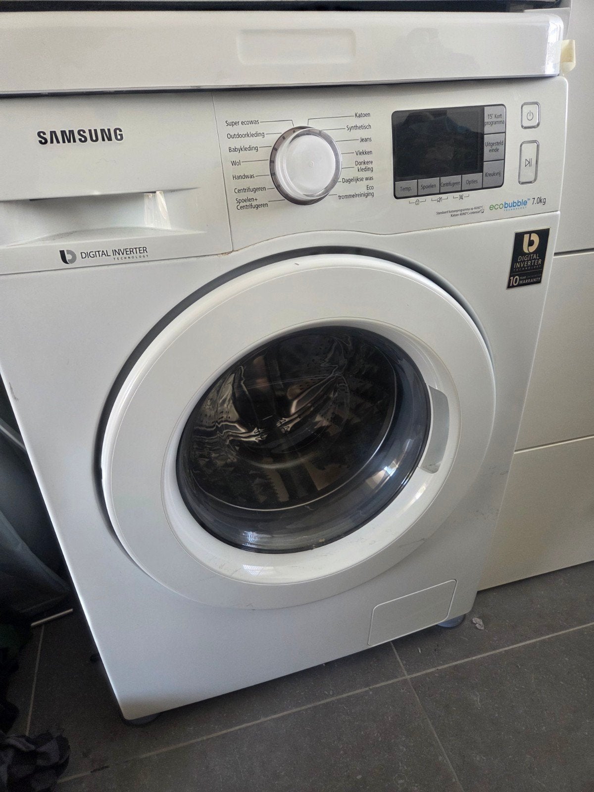 Samsung Wasmachine Ecobubble 7kg zo goed als nieuw, Ophalen, Energieklasse A of zuiniger, Zo goed als nieuw, Voorlader