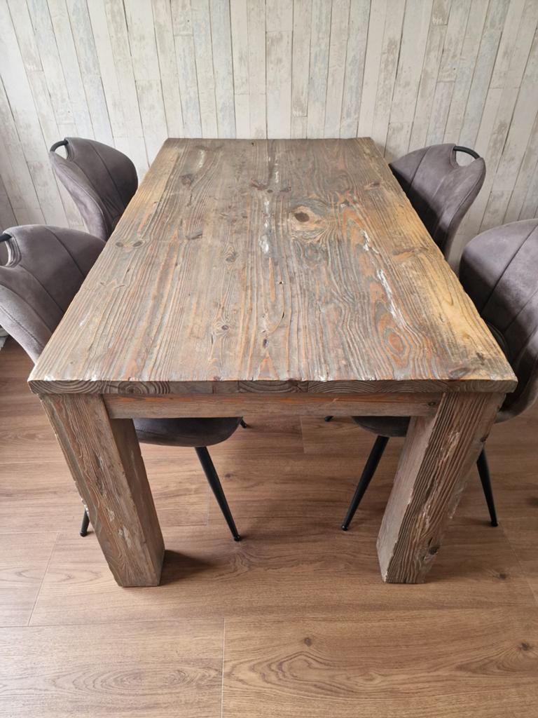 Eettafel met 4 microvezel stoelen, Huis en Inrichting, Tafels | Eettafels, Ophalen, 50 tot 100 cm, Zo goed als nieuw, 150 tot 200 cm