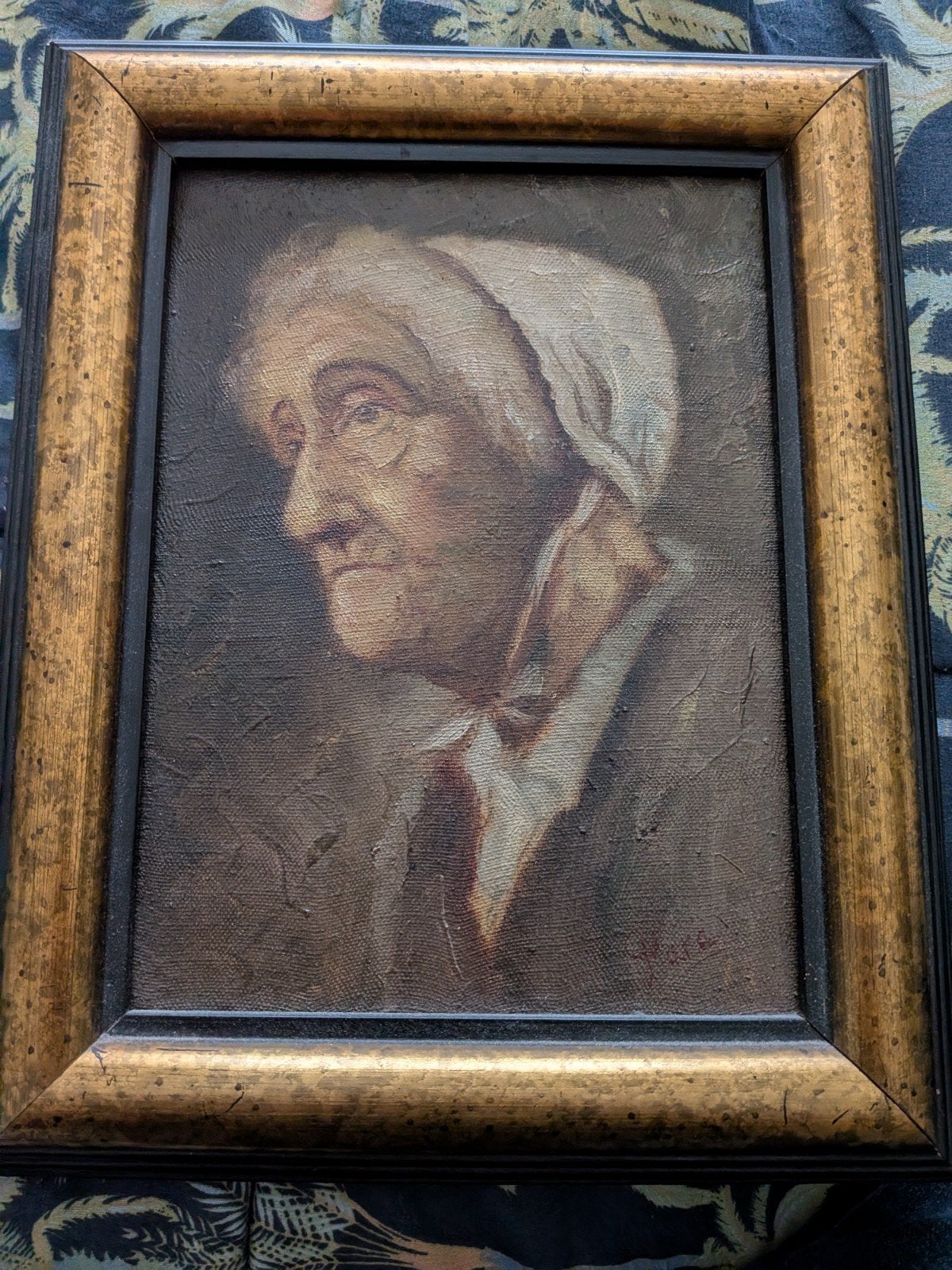 Olieverf Portret Oude Vrouw, Gesigneerd, Ingelijst, Antiek en Kunst, Kunst | Schilderijen | Klassiek, Ophalen of Verzenden