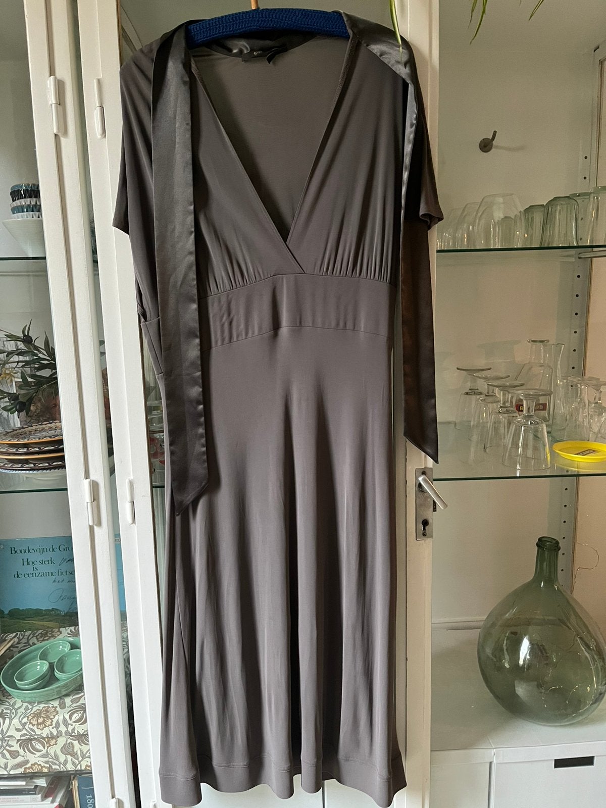 Seventy vintage designjurk M lila / antraciet / grijs, Kleding | Dames, Maat 38/40 (M), Paars, Ophalen of Verzenden, Gedragen
