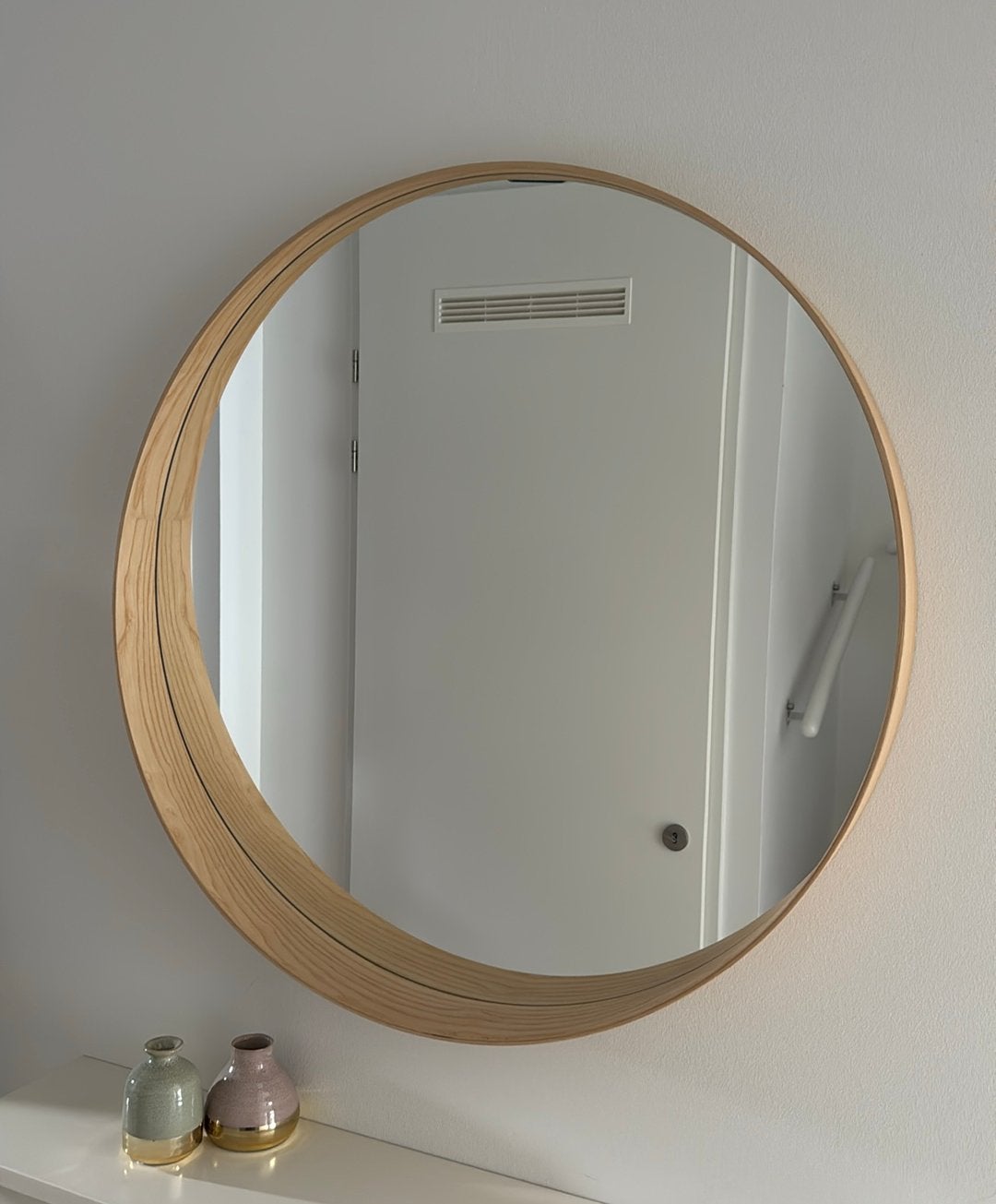 IKEA Stockholm spiegel 80cm met eikenfineer, Ophalen, Rond, Zo goed als nieuw, 75 tot 100 cm