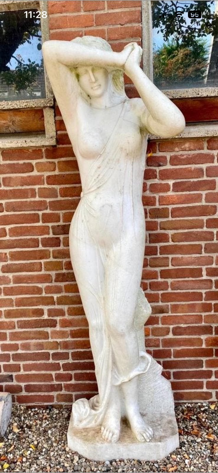 Witte marmer tuinbeelden, oa de baadser en Apollo En Daphne., Tuin en Terras, Ophalen, Gebruikt, Steen, Mensenbeeld