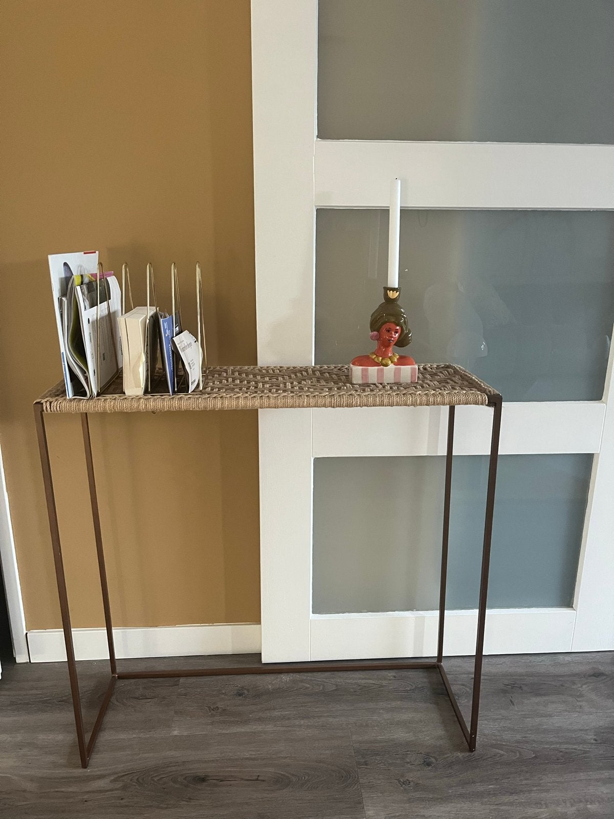 Dressoir sisal touw metaal brons, Ophalen, 100 tot 150 cm, Zo goed als nieuw, Metaal