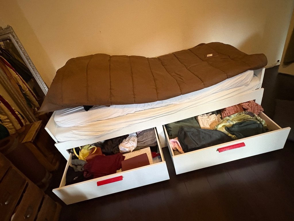IKEA Uitschuifbaar Bed 1-2 Persoons met Opbergruimte, Ophalen, Wit, Tweepersoons, 80 cm