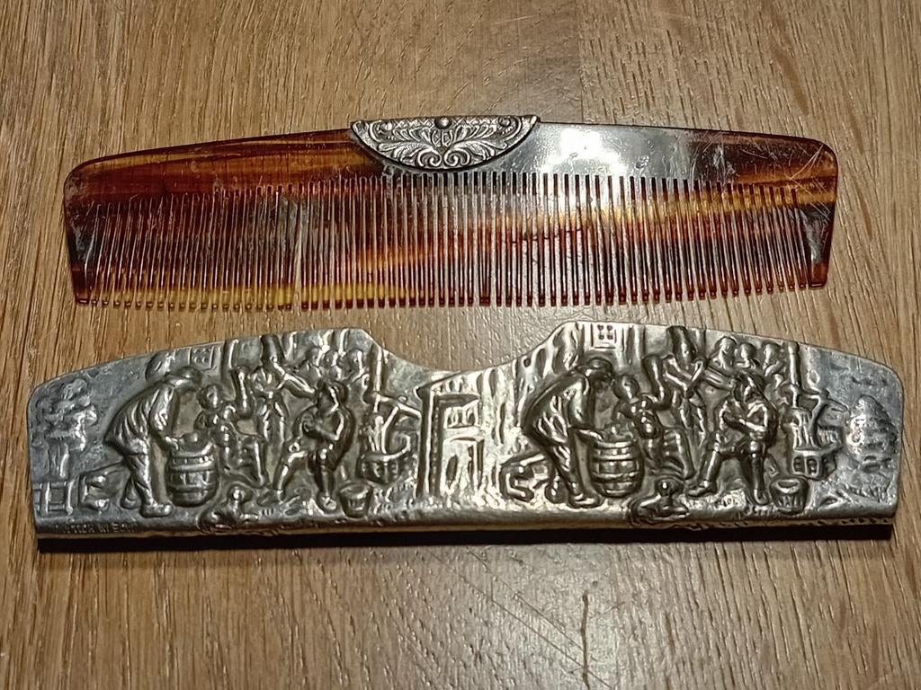 Antieke zakkam met decoratief etui, merk Made in Holland., Ophalen of Verzenden