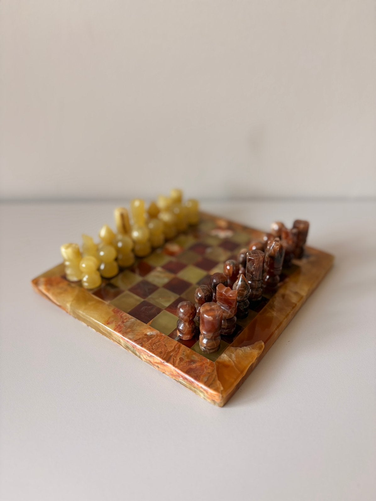 Vintage onyx schaakspel, Een of twee spelers, Ophalen, Gebruikt