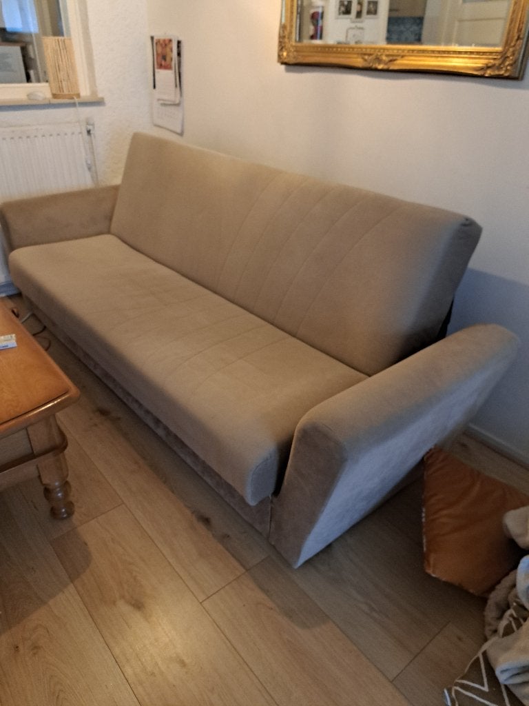 Slaapbank 2 personen, Ophalen, Beige, Tweepersoons, 140 cm