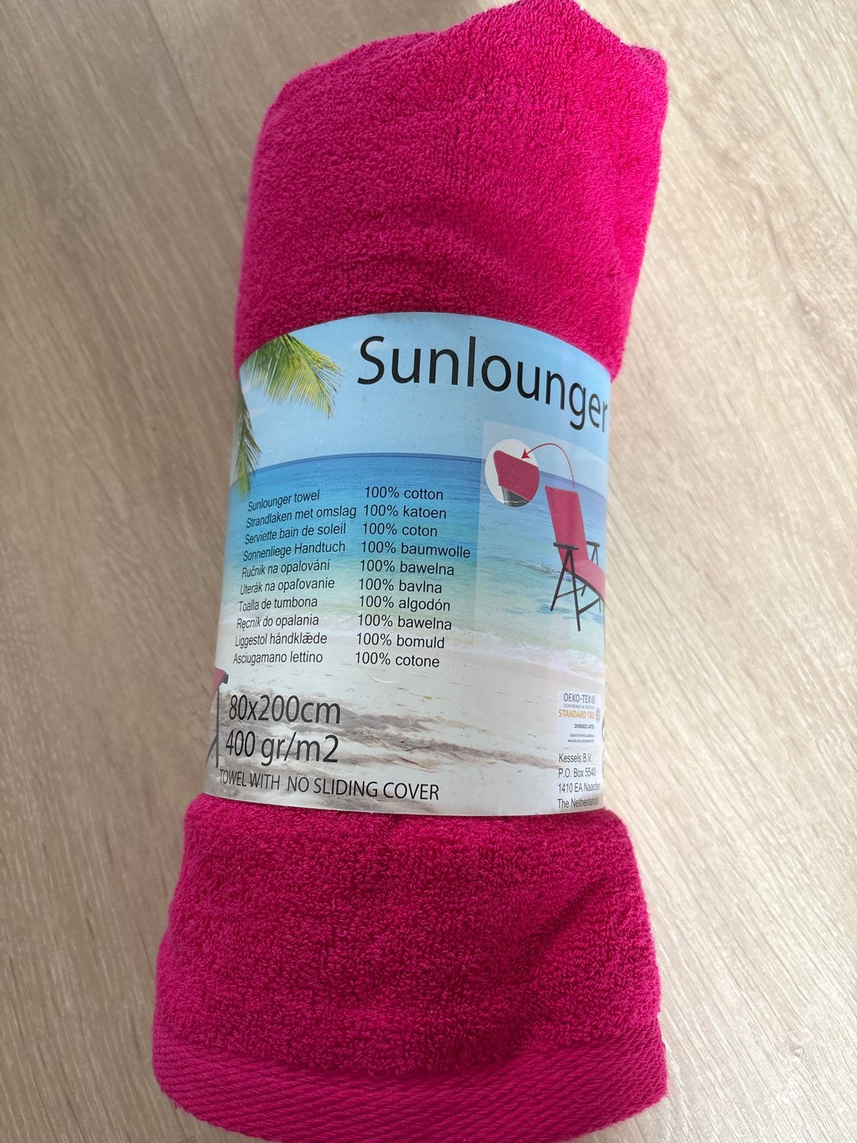 Sunlounger Strandlaken - Roze, 80x200cm, 100% Katoen, Ophalen, Nieuw
