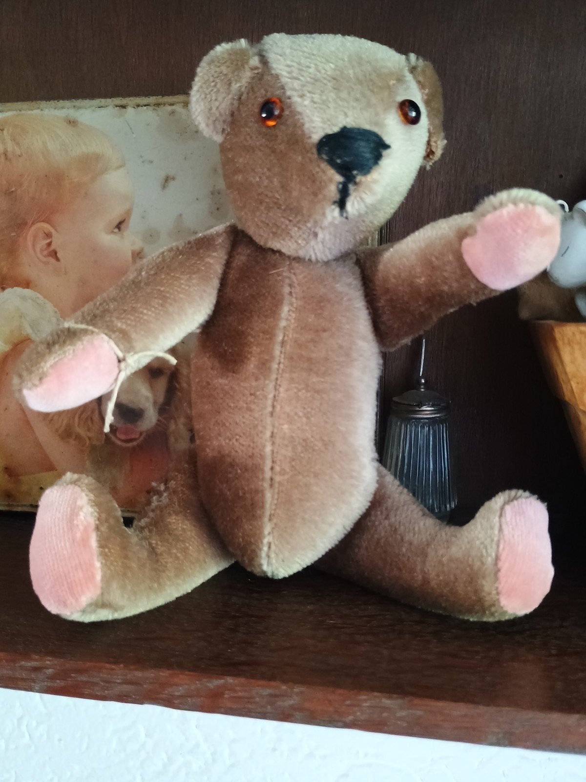 Oud brocant beertje, Verzamelen, Beren en Cherished Teddies, Ophalen of Verzenden, Gebruikt, Overige merken