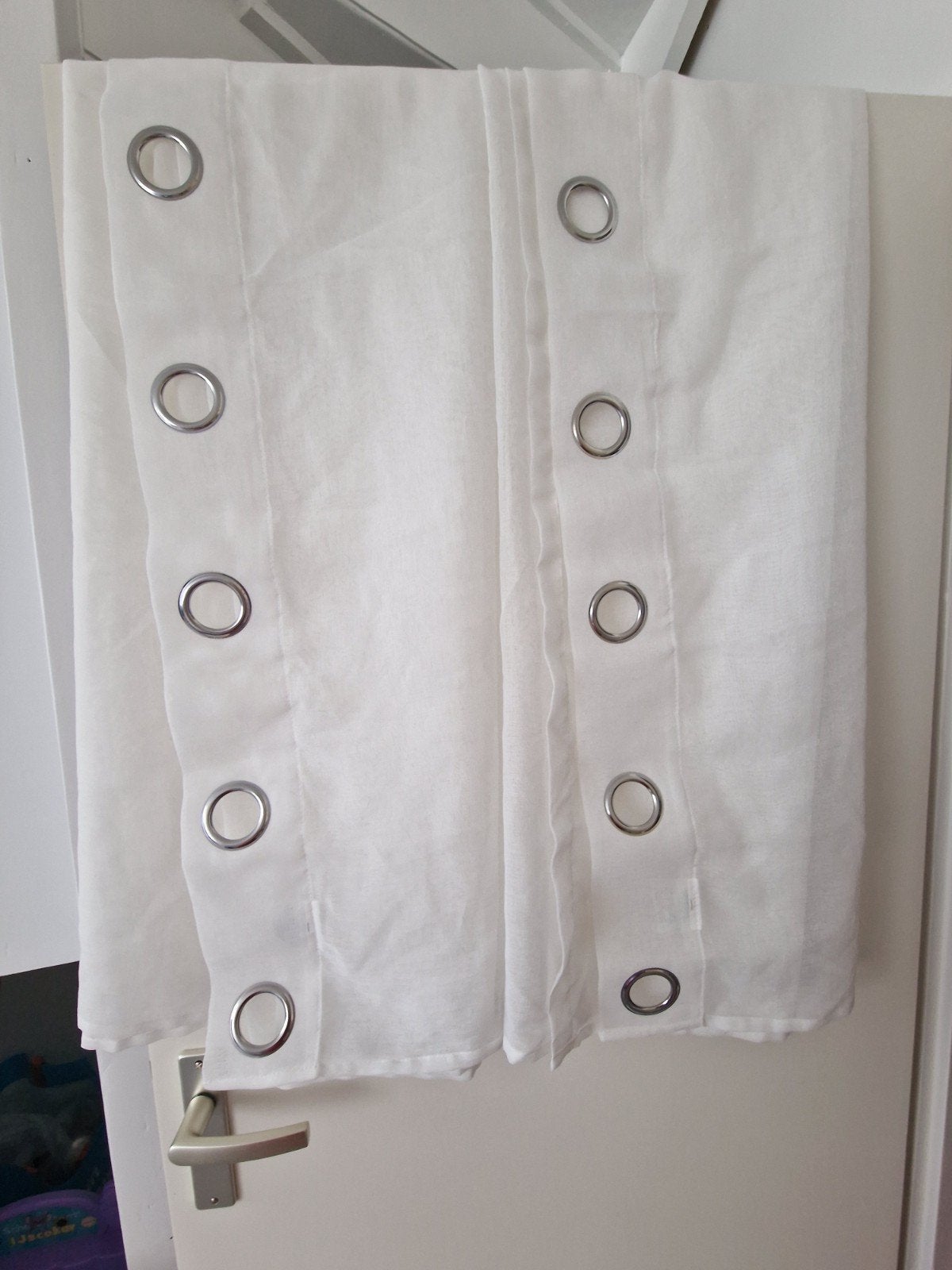 2x Vitrage gordijnen wit met 8 ringen 140x260 cm, Ophalen, Vitrage, Gebruikt, Wit