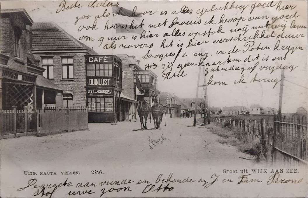 Wijk aan Zee (NH) - Café Duinlust & Paard en Wagen, Ophalen of Verzenden, Voor 1920, Gelopen, Noord-Holland