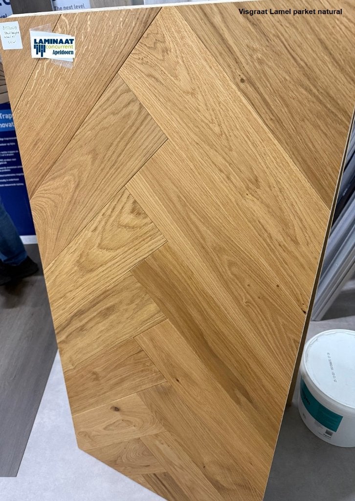 Visgraat Lamel Parket Natural geolied Heringbone 14mm dik, Parket, Visgraat Lamel parket natuur eiken kleur, Bruin, 75 m² of meer