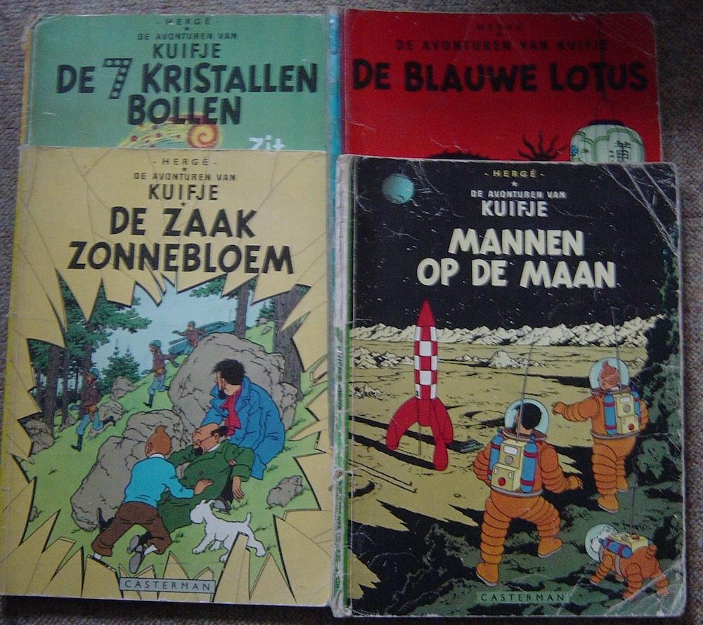 Hergé : Kuifje 4delen zoals getoond op scans, Boeken, Gelezen, Ophalen of Verzenden, Meerdere stripboeken, Hergé