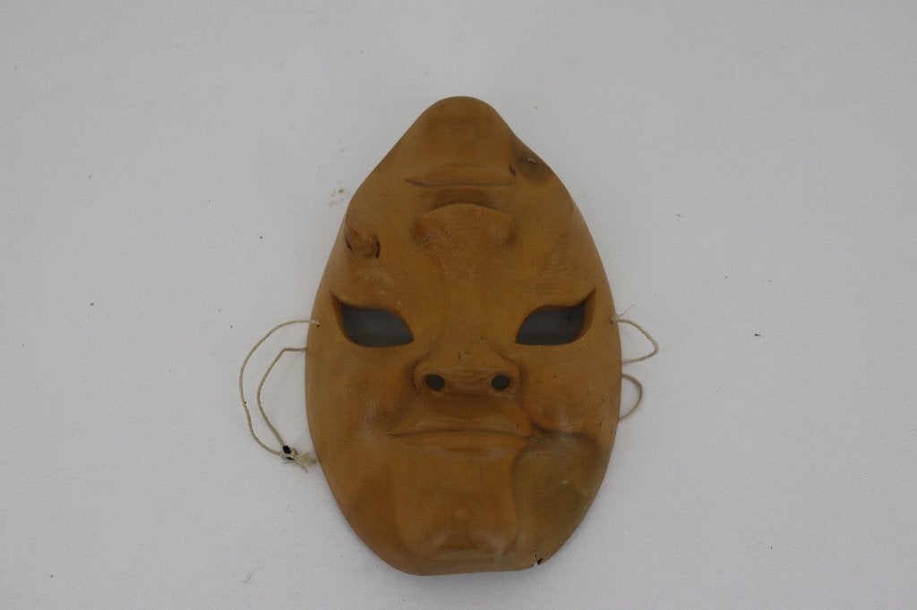 Vintage Balinees Houten Masker –Dubbel Gezicht Lach en Traan, Antiek en Kunst, Kunst | Niet-Westerse kunst, Hout, 24 cm, Bruin