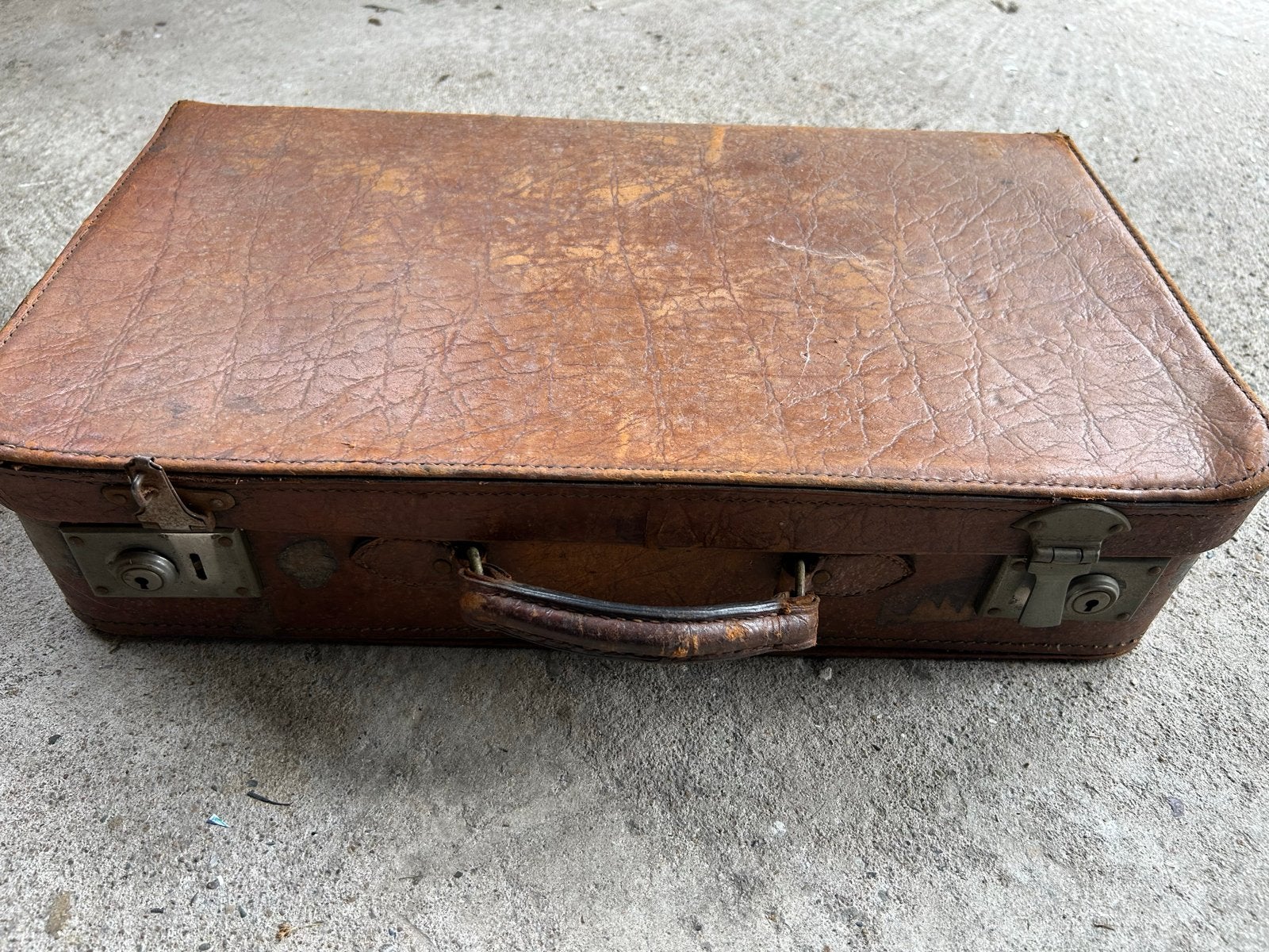 Vintage Leren Koffer - Authentiek en Charmant, Sieraden, Tassen en Uiterlijk, Koffers, Ophalen, Gebruikt, 50 tot 60 cm, Slot