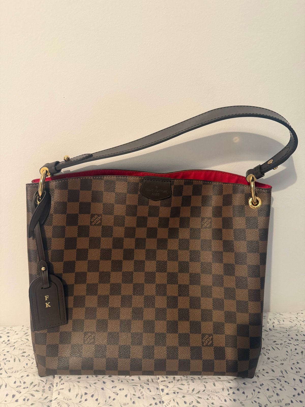 Louis Vuitton Graceful PM Damier Ebene Handtas, Ophalen, Zo goed als nieuw, Bruin, Handtas