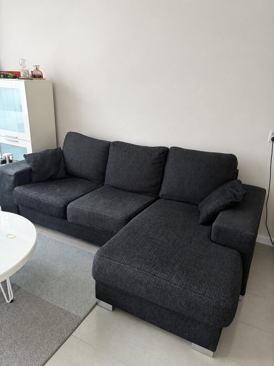 T.E.A.B.! Antraciet Loungebank met 2 Fauteuils - Haco, Ophalen, Gebruikt, Hoekbank, 200 tot 250 cm