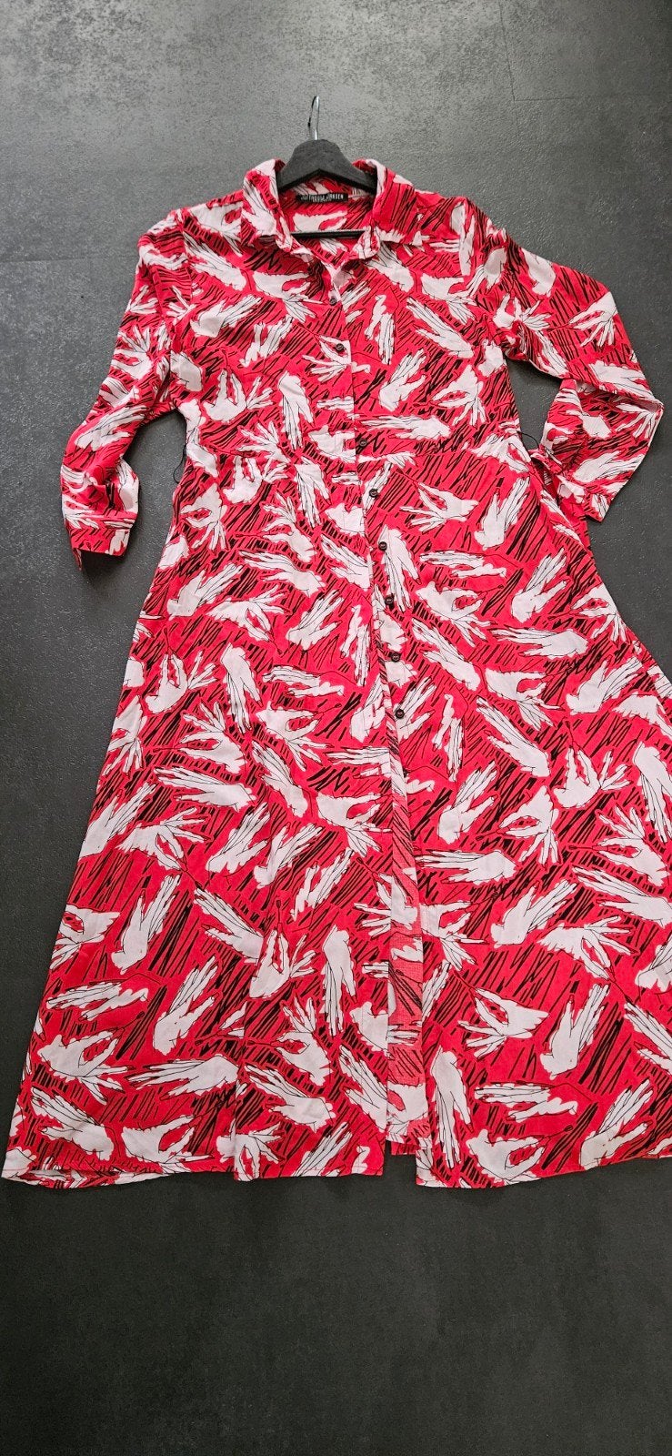 Juffrouw Jansen Amsterdam jurk rood met print maat M, Kleding | Dames, Maat 38/40 (M), Ophalen of Verzenden, Zo goed als nieuw