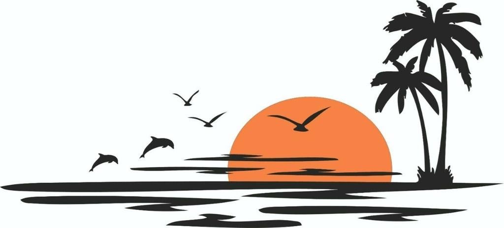 camper caravan bus sticker sunset island