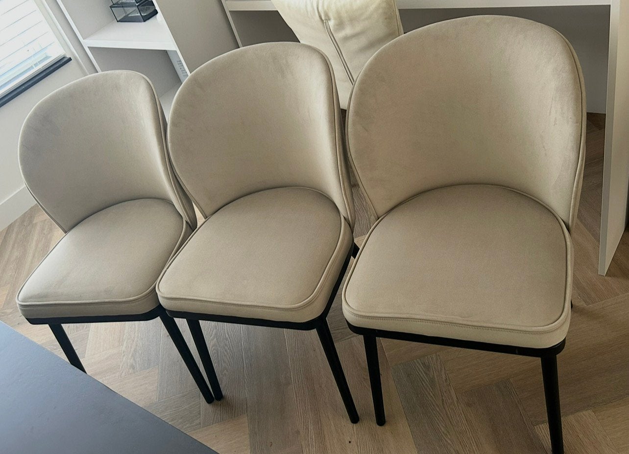 Nieuw 3 velvet eetkamerstoelen van zitmaxx, Ophalen, Nieuw, Grijs, Stof