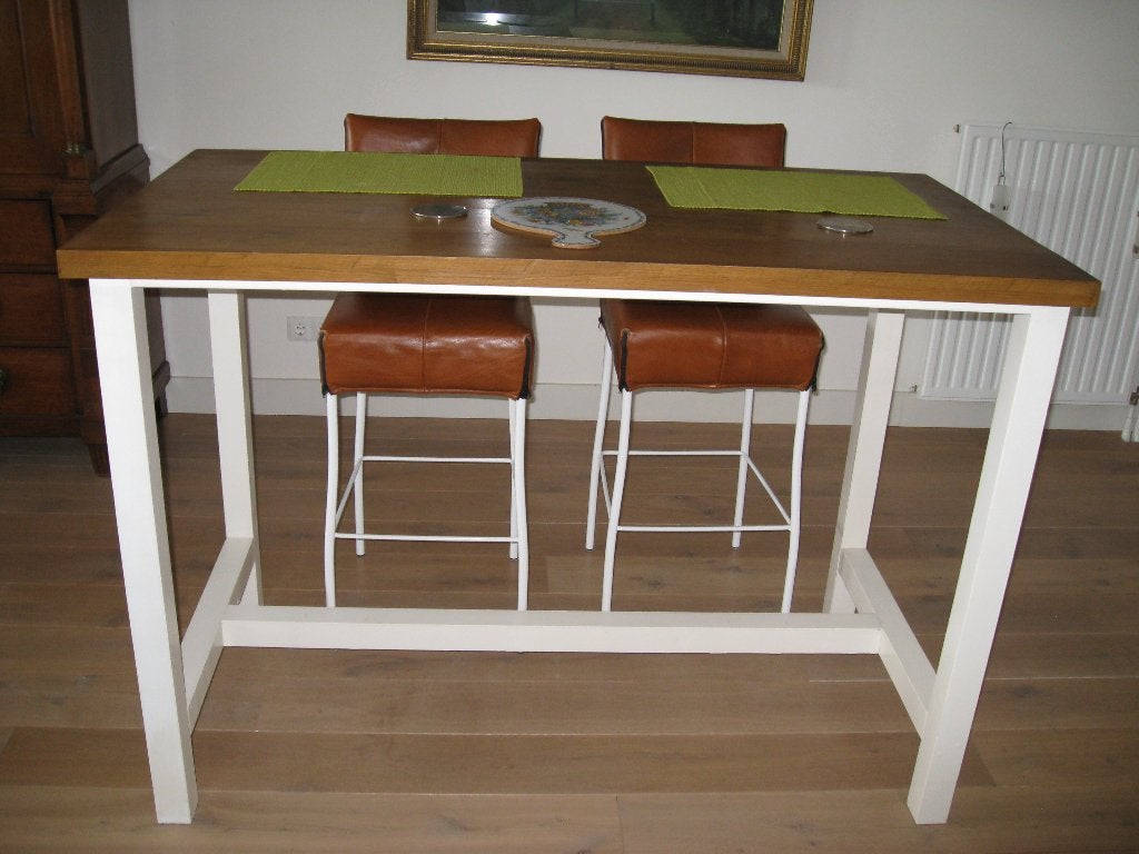 bartafel met 2 krukken, Ophalen, Met voetsteun, 60 tot 90 cm, Hout