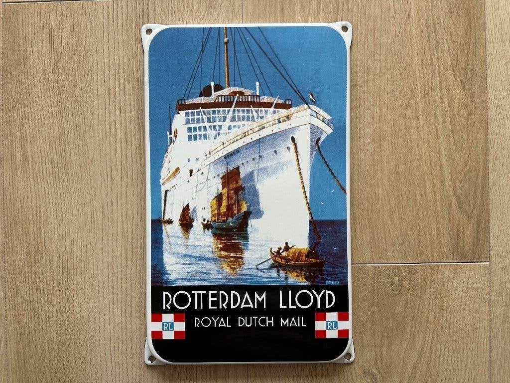Emaille Reclame bord Rotterdam Lloyd, Ophalen of Verzenden, Gebruikt, Reclamebord