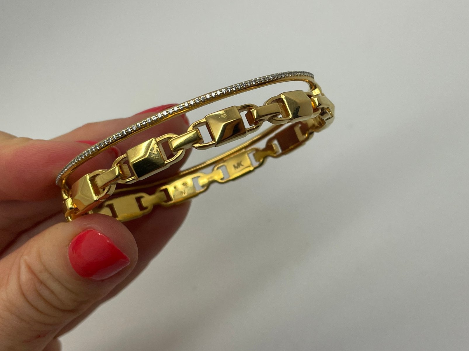 F420 Prachtige zilveren Michael Kors armband goudkleurig, Ophalen of Verzenden, X, Goud, Zilver