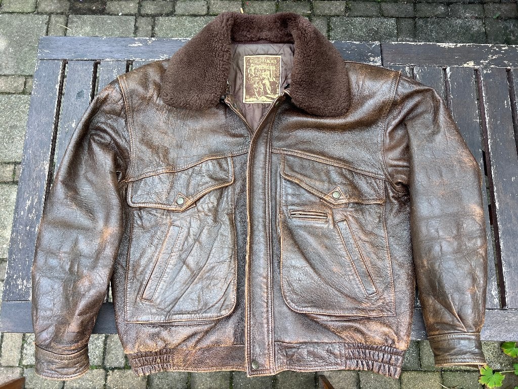 Chevignon Piloten Jas Jack Leer Leren Bomber Aero Avirex, Chevignon, Chevignon, Bruin, Maat 48/50 (M)