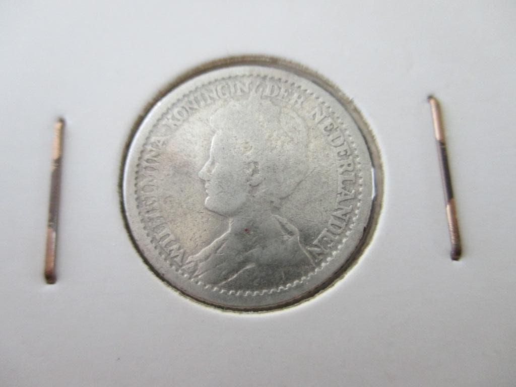 Kwartje 1917, Zilver, 25 cent, Ophalen of Verzenden, Koningin Wilhelmina