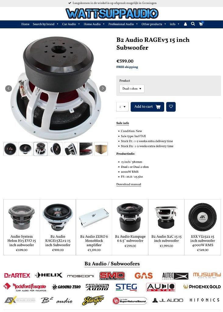 B2 Audio RAGEv3 15 inch Subwoofer 2000W RMS, Auto diversen, B2, ., Nieuw, Ophalen of Verzenden