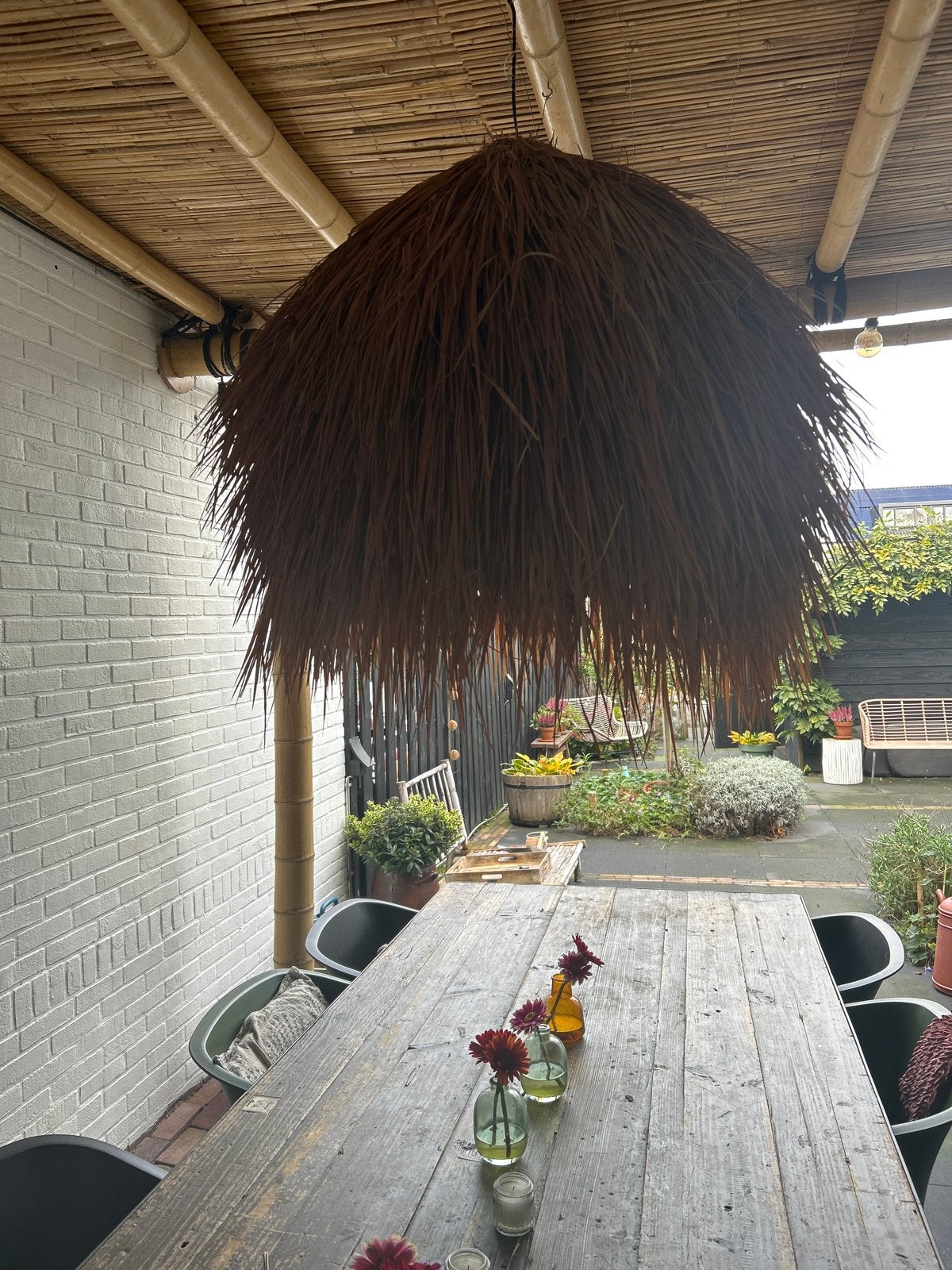 Grote raffia lampenkap ibiza style, Ophalen, Zo goed als nieuw, Natuurlijk materiaal, Overige fittingen