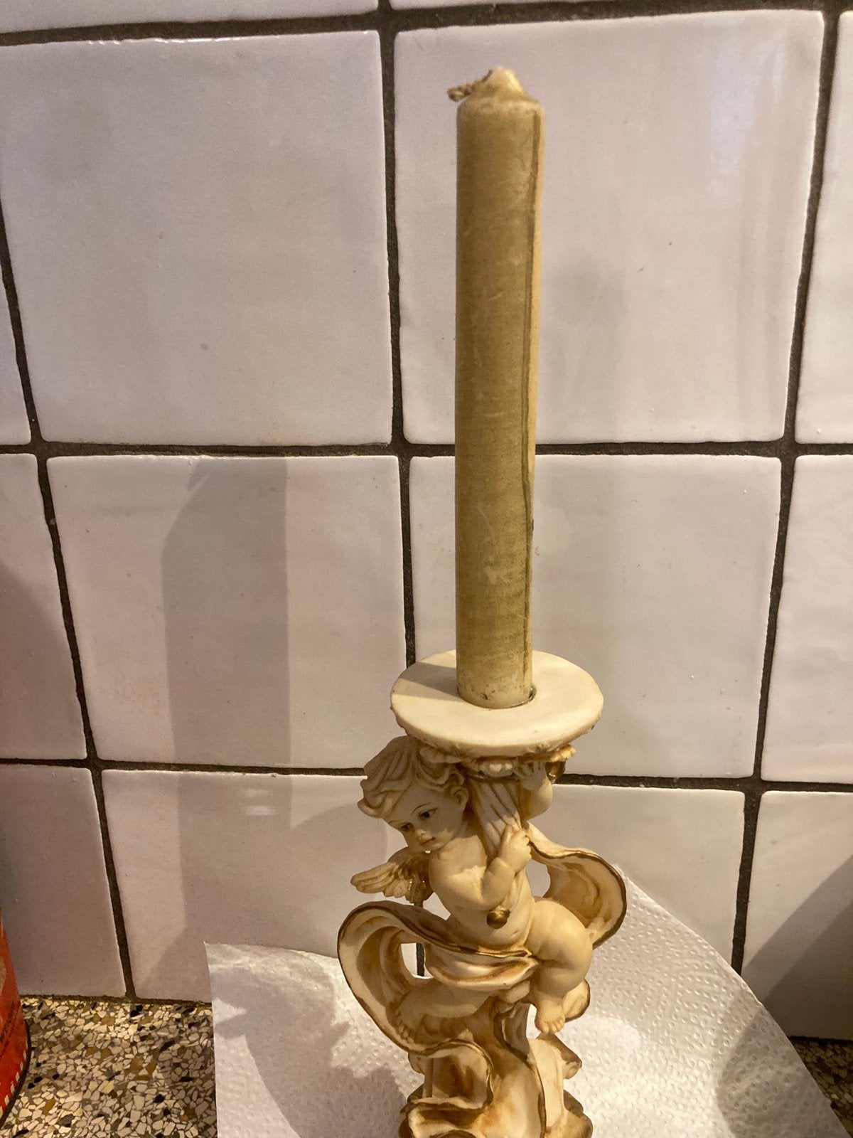 Mooie kandelaar engel, Ophalen of Verzenden, Overige materialen
