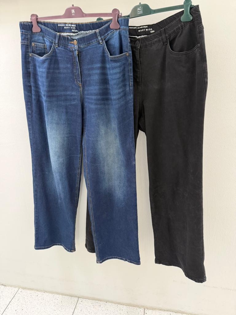 maat 50/100 Ulla Popken 3 spijkerbroeken waarvan 2 Miss Mary, Verzenden, Zwart, Ulla Popken, Gedragen