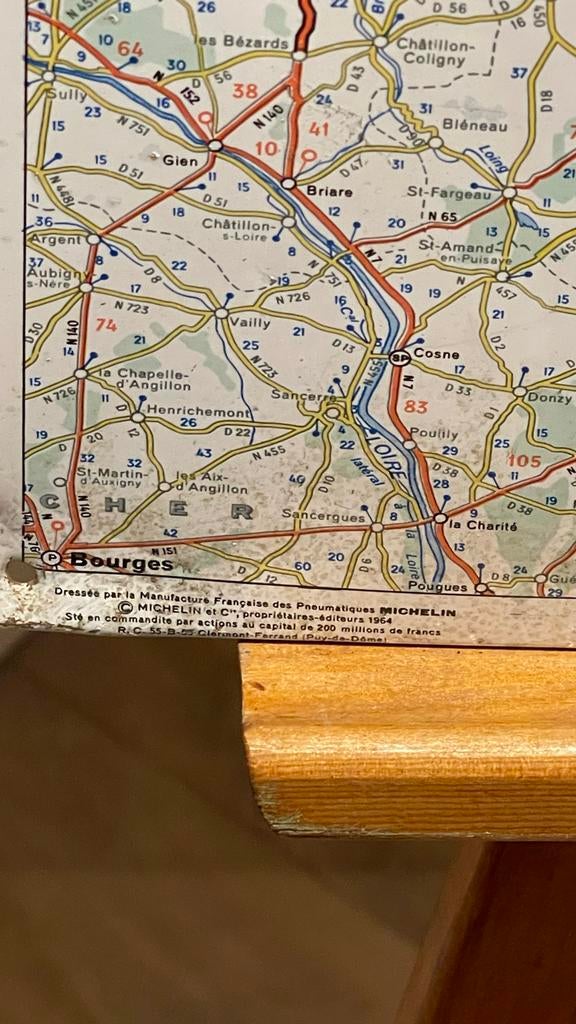 Vintage Michelin Landkaart in blik., Verzamelen, Merken en Reclamevoorwerpen, Ophalen, Gebruikt, Reclamebord