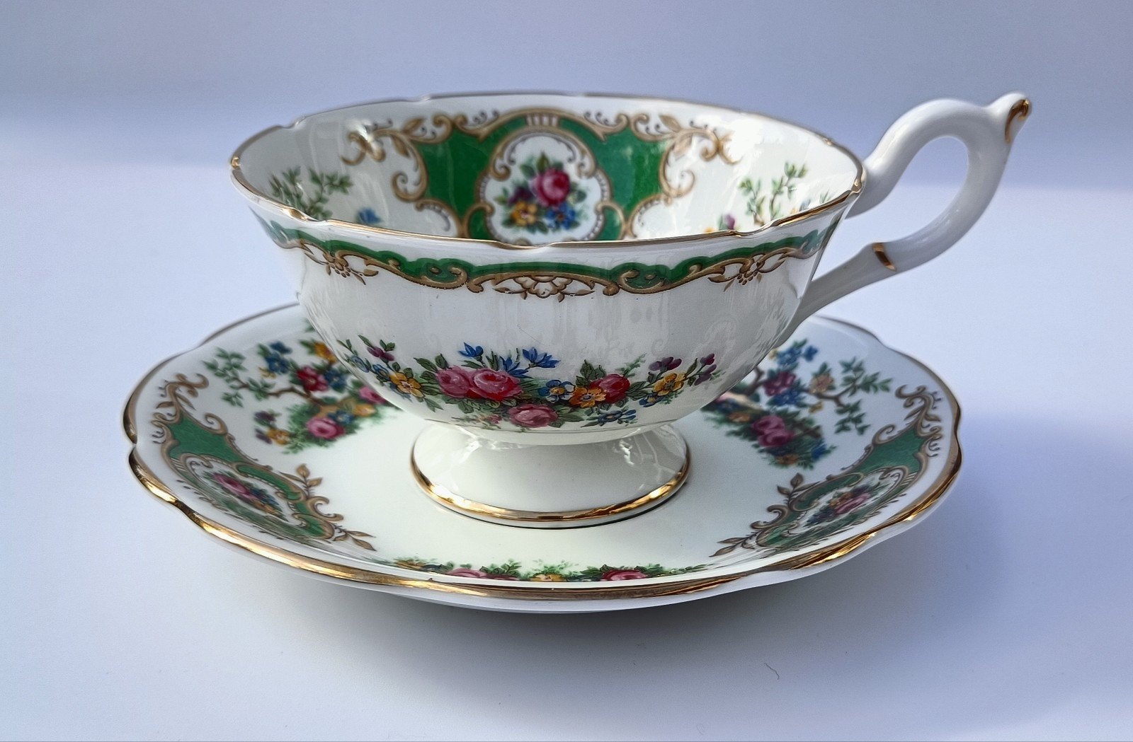 Antieke Coalport kop en schotel - Broadway Green", Ophalen of Verzenden
