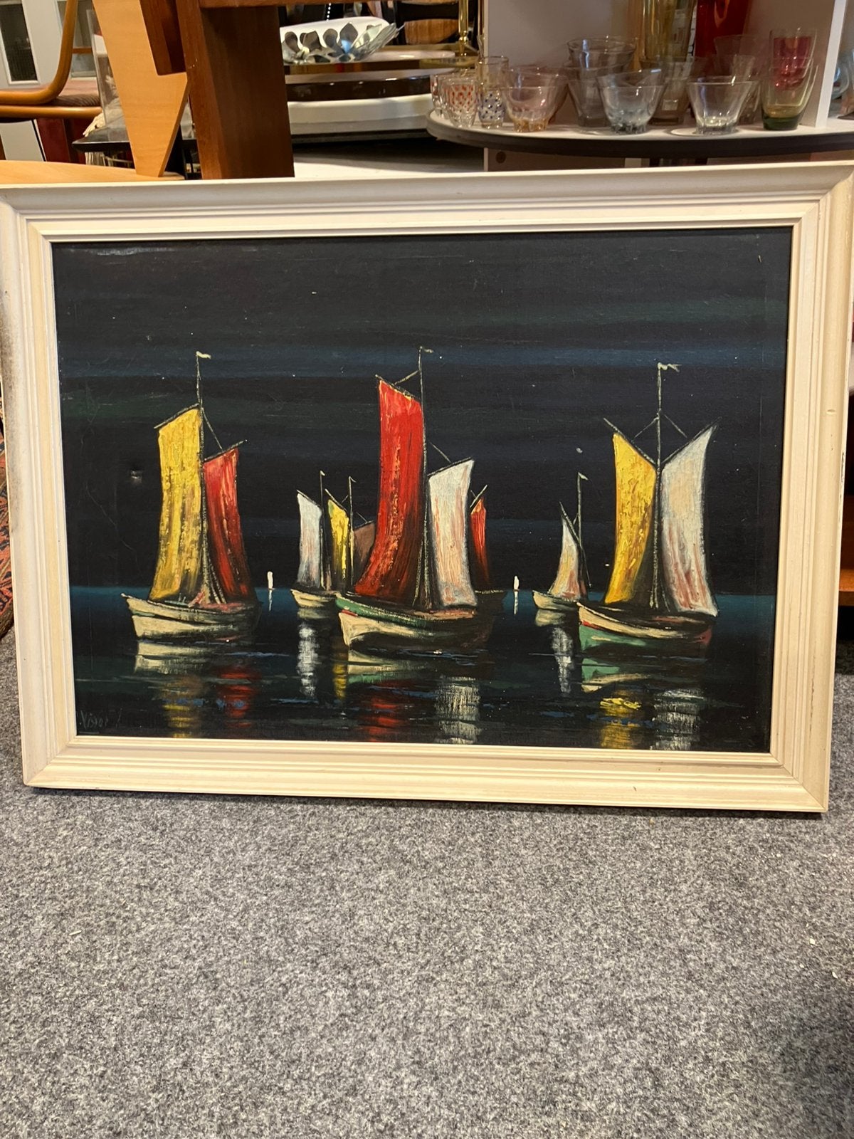Nachtelijk schilderij op doek., Ophalen of Verzenden