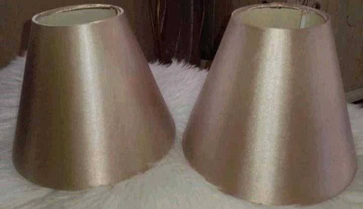 2 Lampen kapjes Goud/Brons kleur(18 cm hoog Hotel Chic stijl, Ophalen, Rond, Minder dan 25 cm