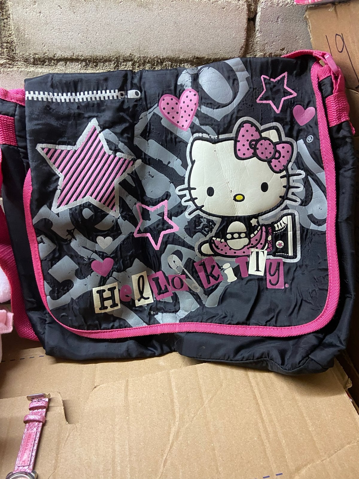 Hello Kitty set: tas, knuffel, kussen en horloge, Ophalen of Verzenden, Gebruikt, Meisje