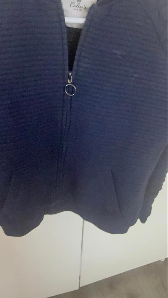 Donkerblauwe jas met rits, Kleding | Dames, Ophalen of Verzenden, Gedragen, Maat 34 (XS) of kleiner, Blauw