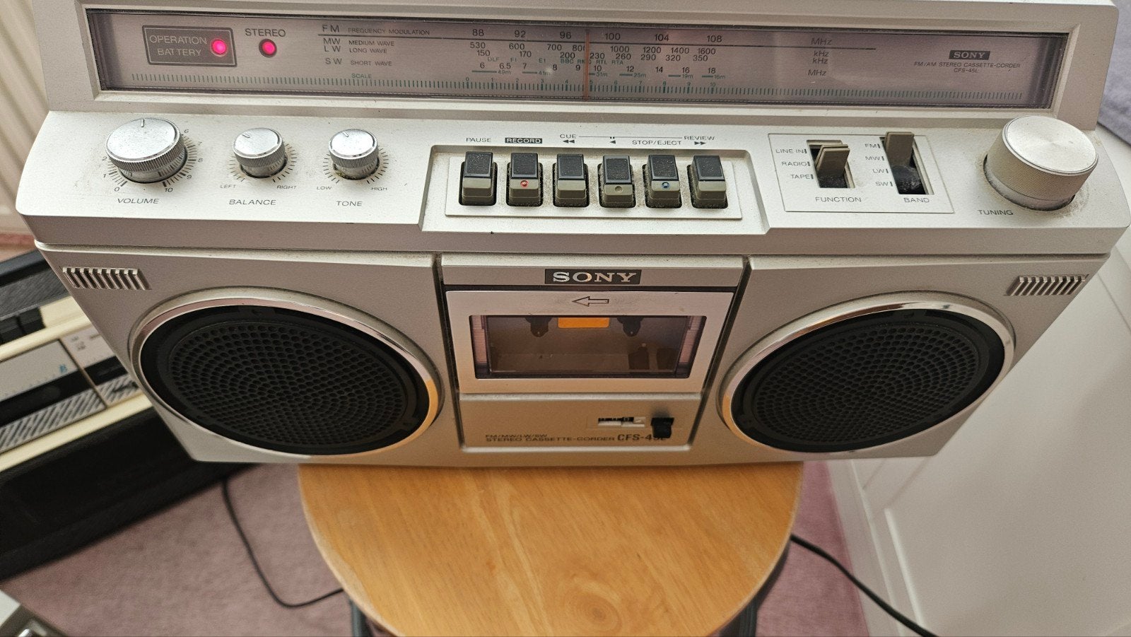 Sony Stereo Cassette-Corder CFS-45L - Vintage Boombox, Ophalen of Verzenden, Gebruikt, Radio