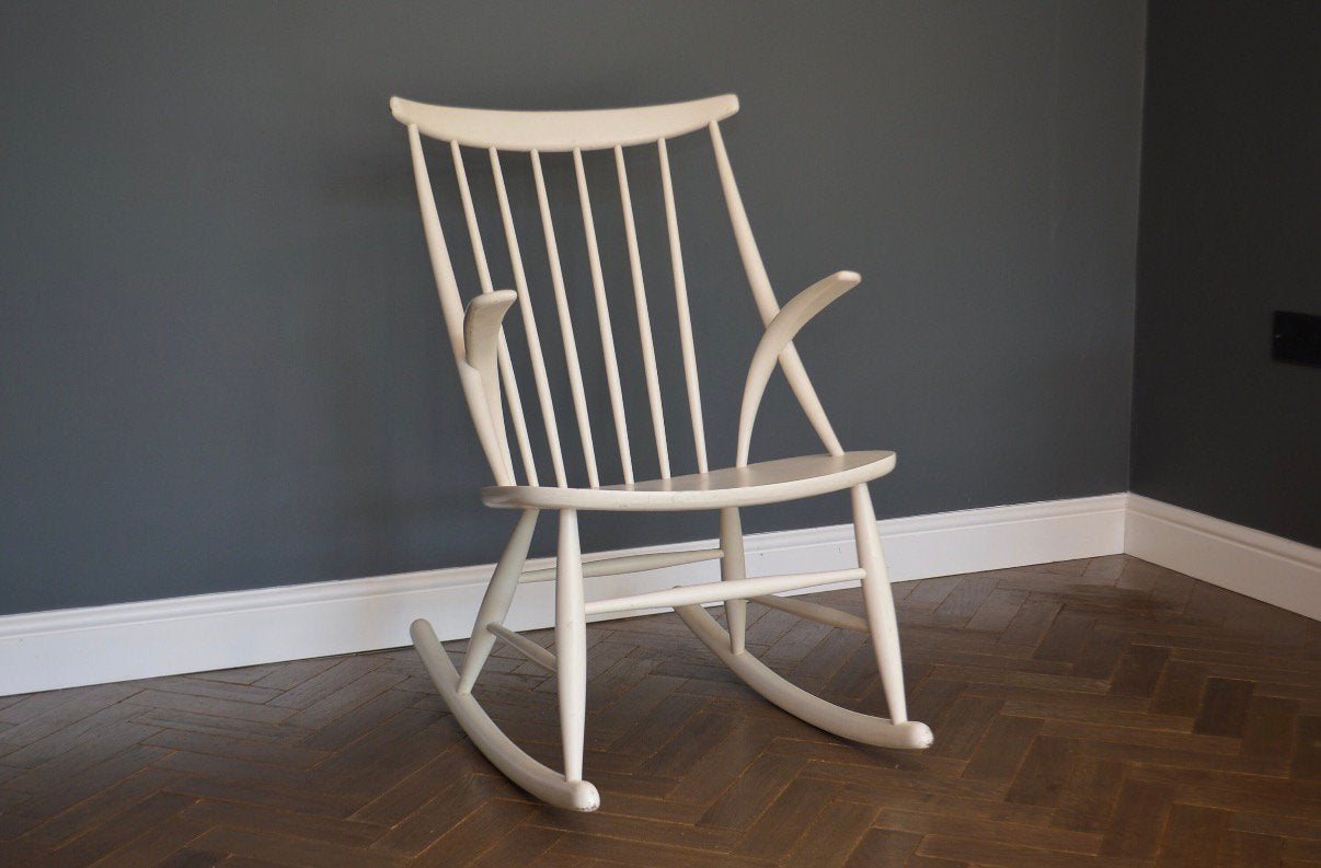 Prachtige Illum Wikkelso Schommelstoel Stoel Rocking Chair, Ophalen, Gebruikt, Wit, Eén