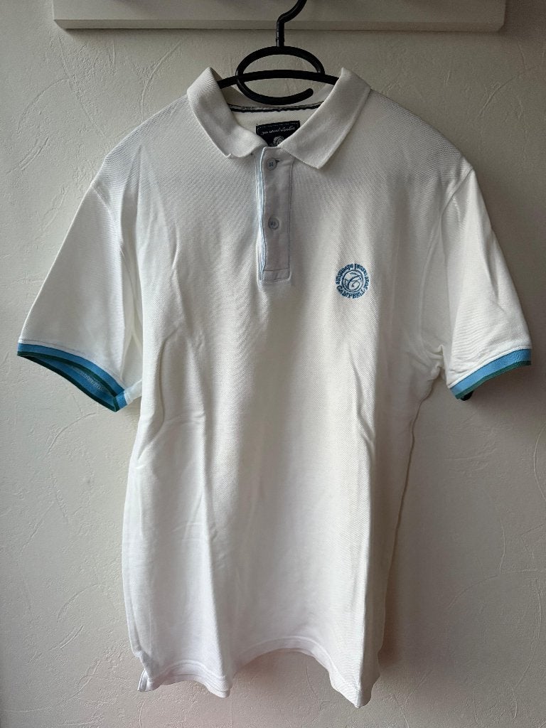 Nieuw wit blauw polo t-shirt Campbell maat M, Kleding | Heren, Maat 48/50 (M), Wit, Nieuw, Ophalen of Verzenden