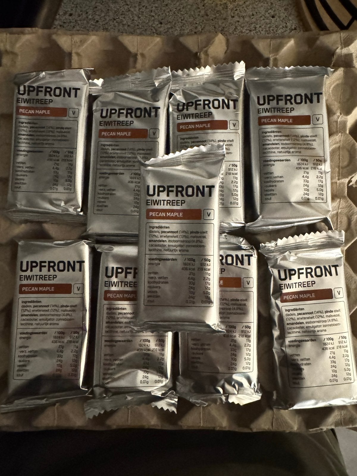 UPFRONT Eiwitrepen Pecan Maple - 9 stuks, Ophalen of Verzenden, Nieuw, Overige typen