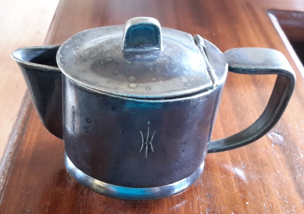 Vintage Istanbul Hilton verzilverd theepotje 30cl, Antiek en Kunst, Antiek | Goud en Zilver, Ophalen of Verzenden